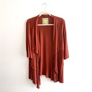 Anthropologie Bella Bird Open Ruffle Cardigan